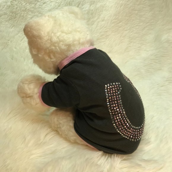 ***SALE***NWOT Custom Rhinestone/stud Lucky Horseshoe Doggie Tee - Picture 5 of 6